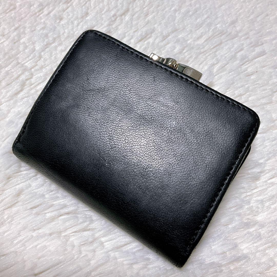 ♡美品♡ヴィヴィアンウエストウッド 三つ折り財布 がま口 ナッパレザー ブラック