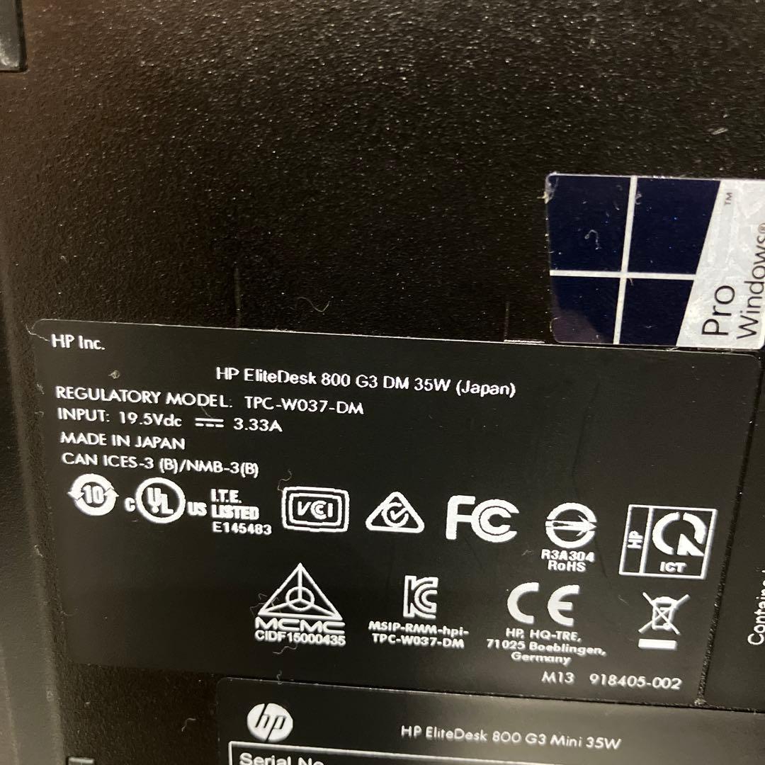 HDD消去済　HP EliteDesk 800 G3 DM 35W ミニPC
