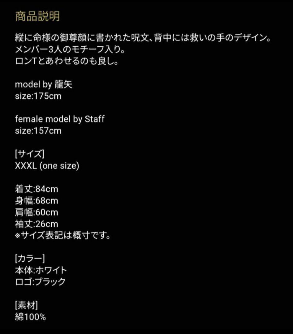 真天地開闢集団ジグザグ 参拝装束 定番 Tシャツ 白 呪文 XXXL
