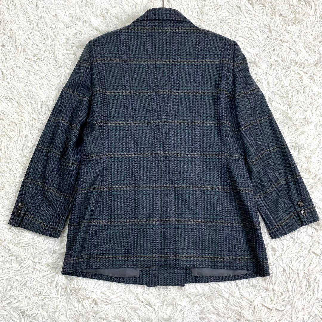 極美品✨バーバリーズ ダブルテーラードジャケット グレンチェック グリーン系 L