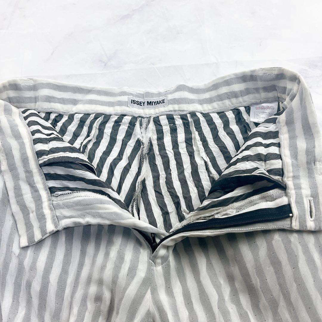 希少✨ISSEY MIYAKE シアー ファスナー ジップ パンツ ストライプ