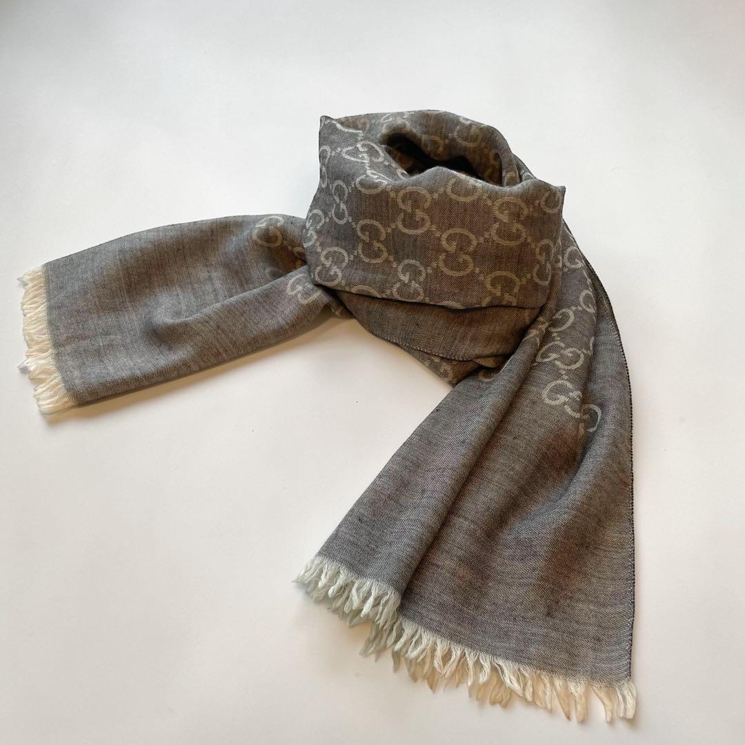 GUCCI グッチ GGロゴ 薄手 ストール マフラー 180×45cm