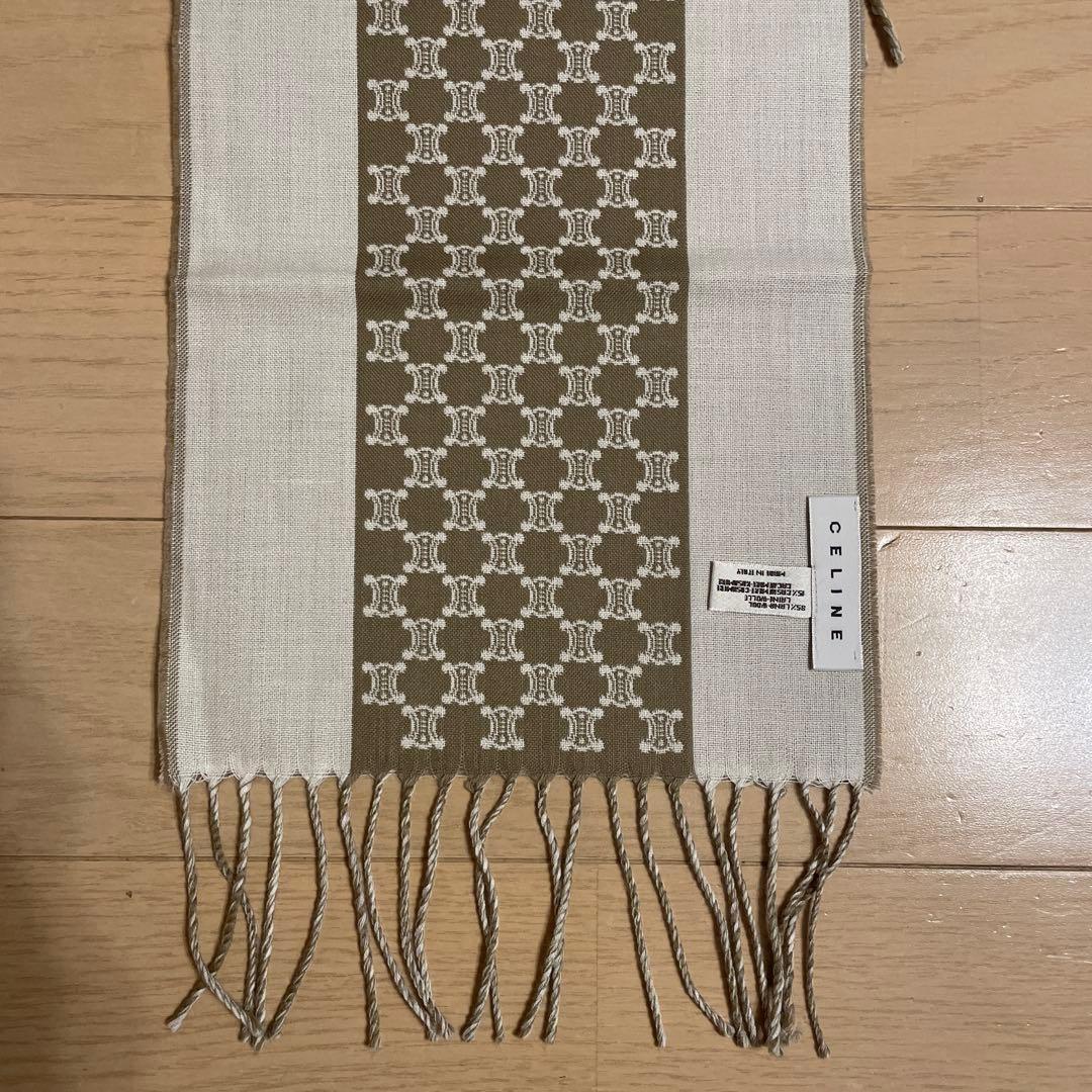 CELINE セリーヌ マカダム柄 ストール、ショール ウールカシミヤ ベージュ