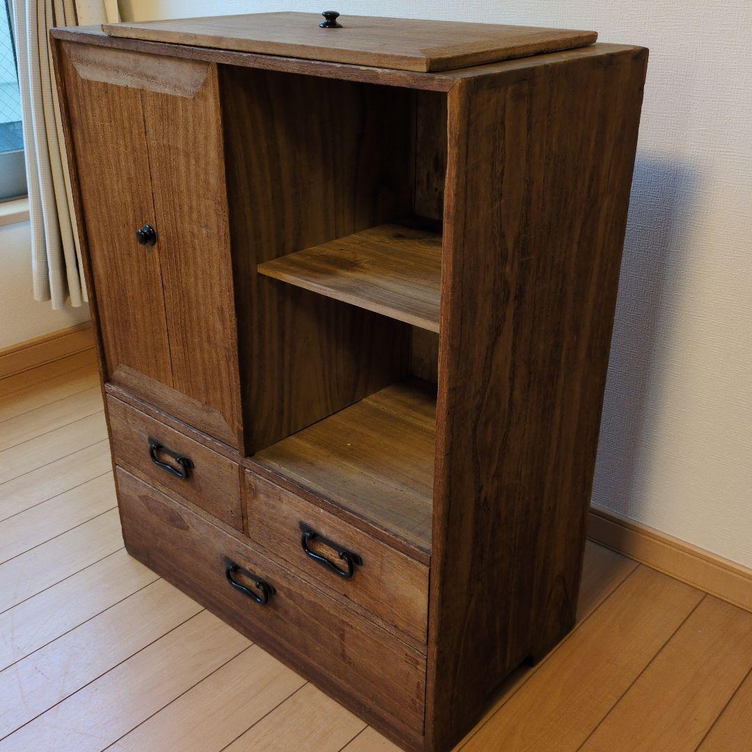 レトロ家具　桐製チェスト 3引き出し 2扉