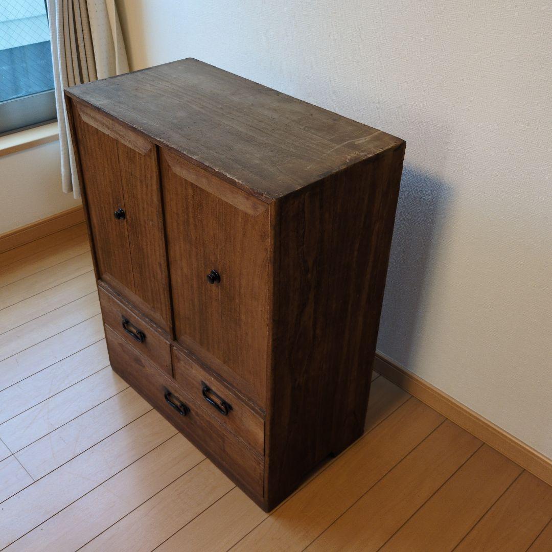 レトロ家具　桐製チェスト 3引き出し 2扉