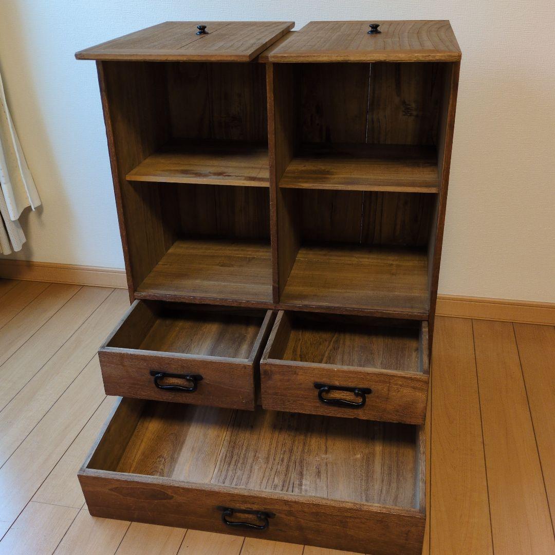 レトロ家具　桐製チェスト 3引き出し 2扉