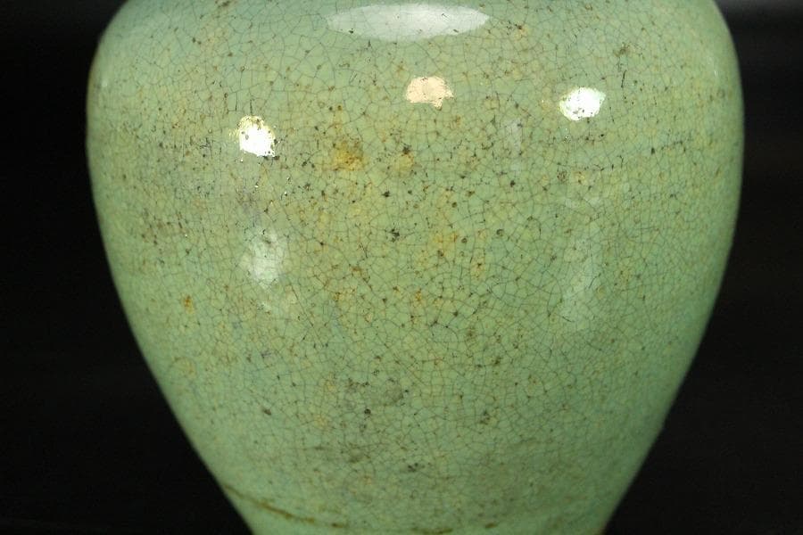 信楽 青釉 壷 高13cm 時代(K-XA742)