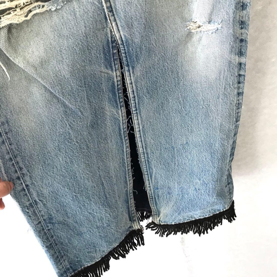 Levi`s リメイク フリンジ デニムロングスカート ヴィンテージ XL程