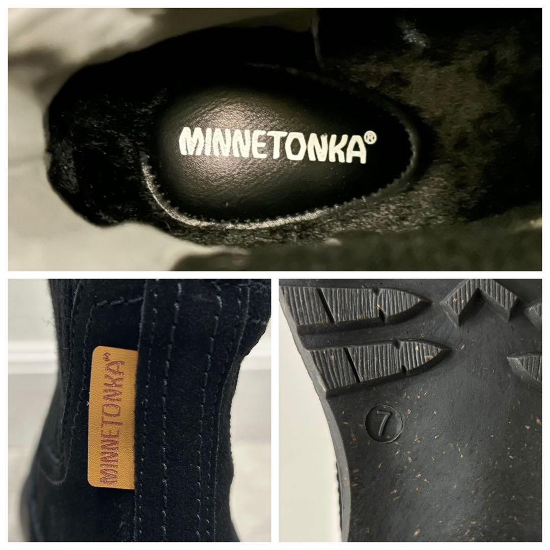 ミネトンカ MINNETONKA 本革 撥水加工 サイドゴアブーツ 黒 24