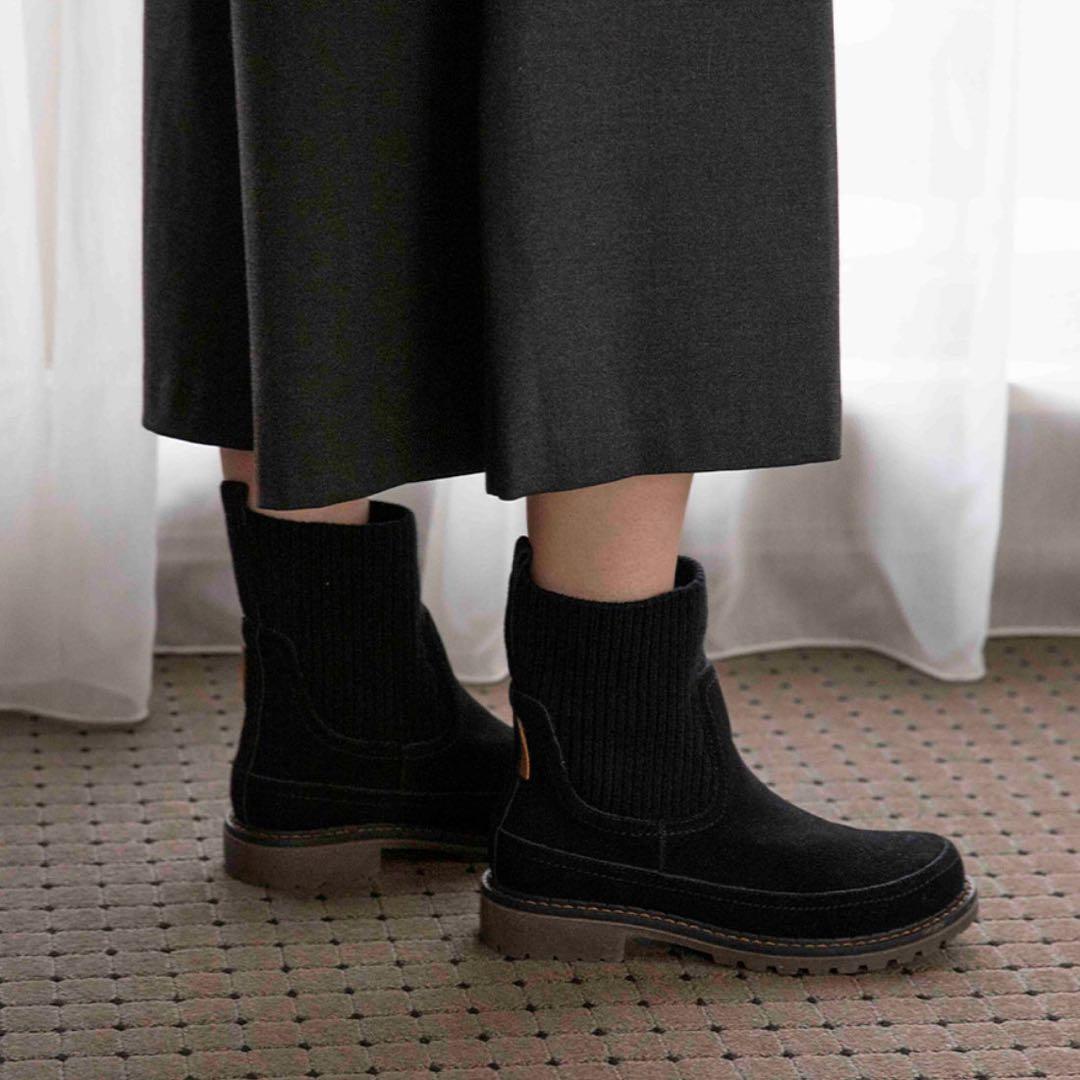 ミネトンカ MINNETONKA 本革 撥水加工 サイドゴアブーツ 黒 24