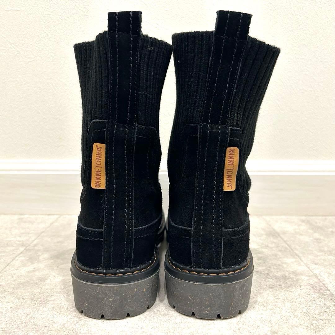 ミネトンカ MINNETONKA 本革 撥水加工 サイドゴアブーツ 黒 24