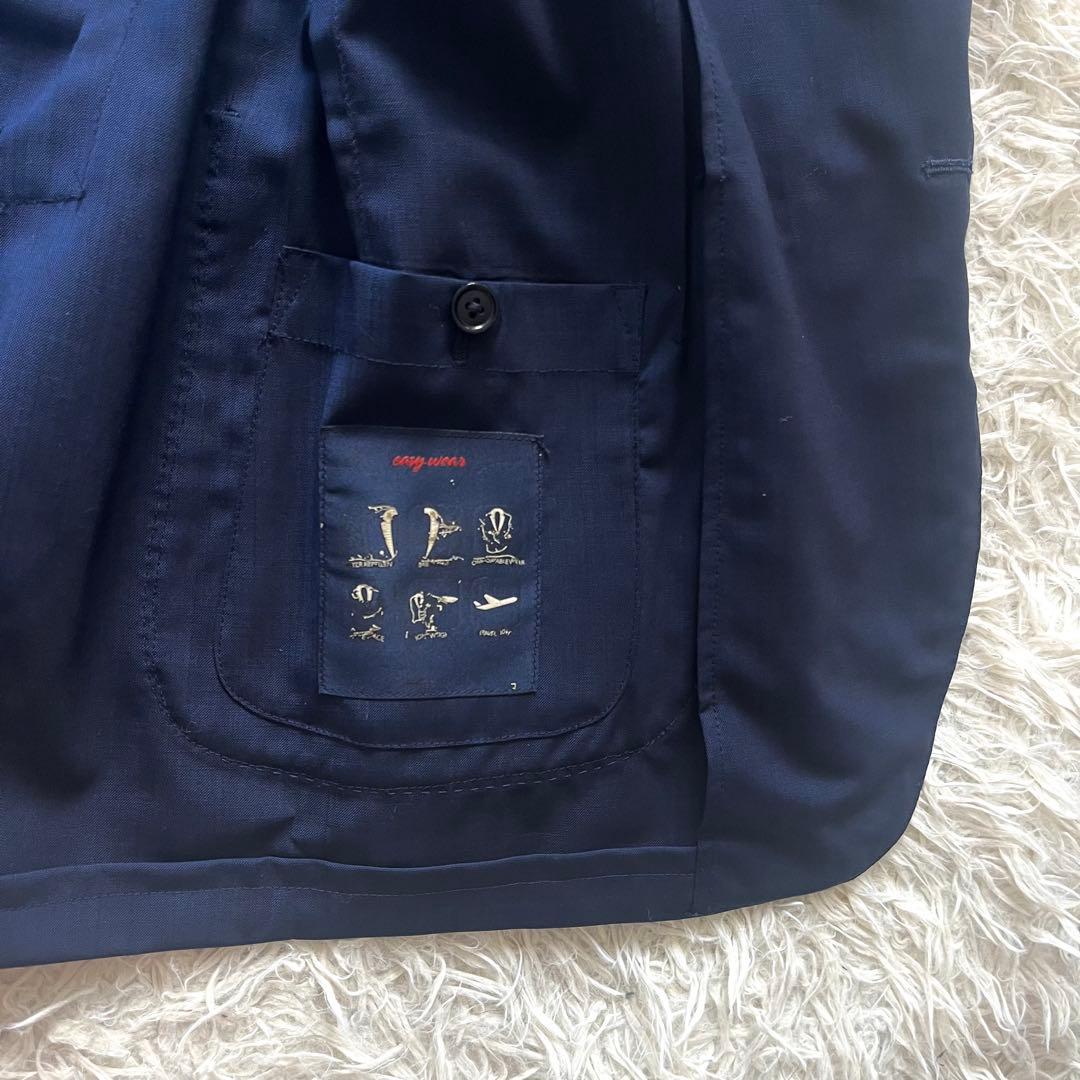 <美品>LARDINI easy wear 新ロゴ ネイビージャケット 52