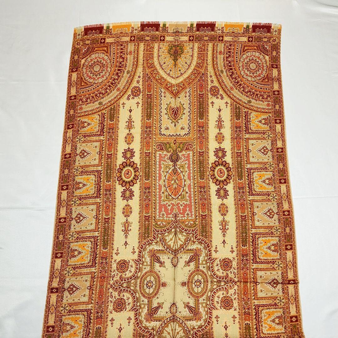 美品 ETRO エトロ ストール ペイズリー柄 ウール混 ブラウン オレンジ