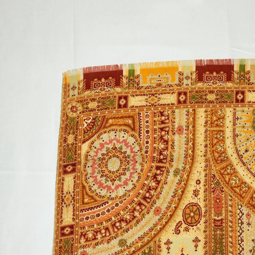 美品 ETRO エトロ ストール ペイズリー柄 ウール混 ブラウン オレンジ