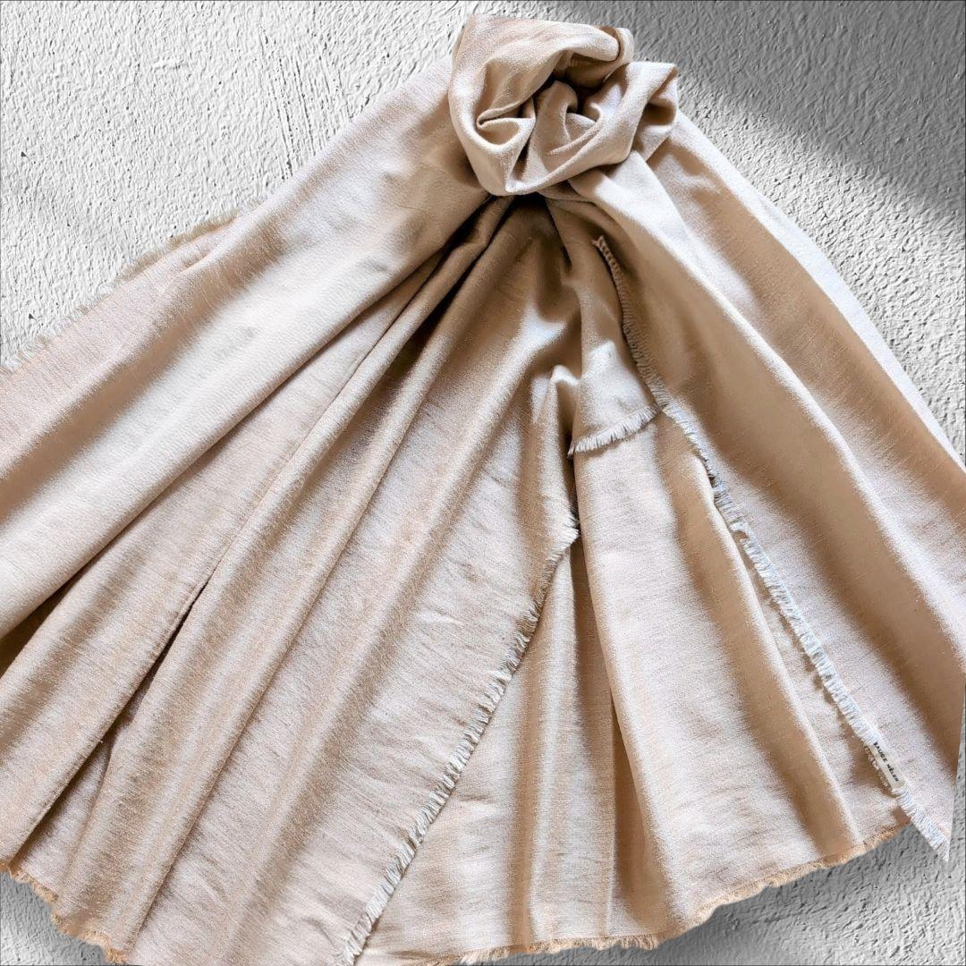 美品✨️アソースメレ 大判 ストール シルク ラミー フリンジ