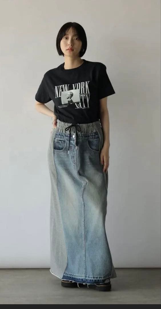 RADIATE スウェット切替デニムスカート