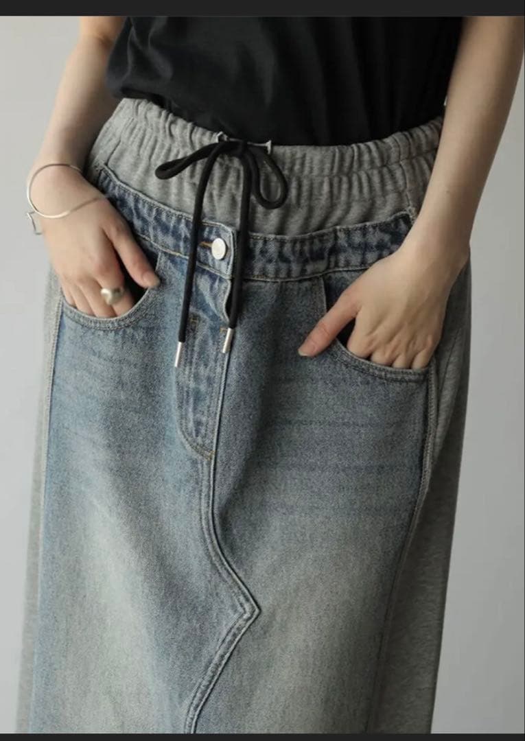 RADIATE スウェット切替デニムスカート