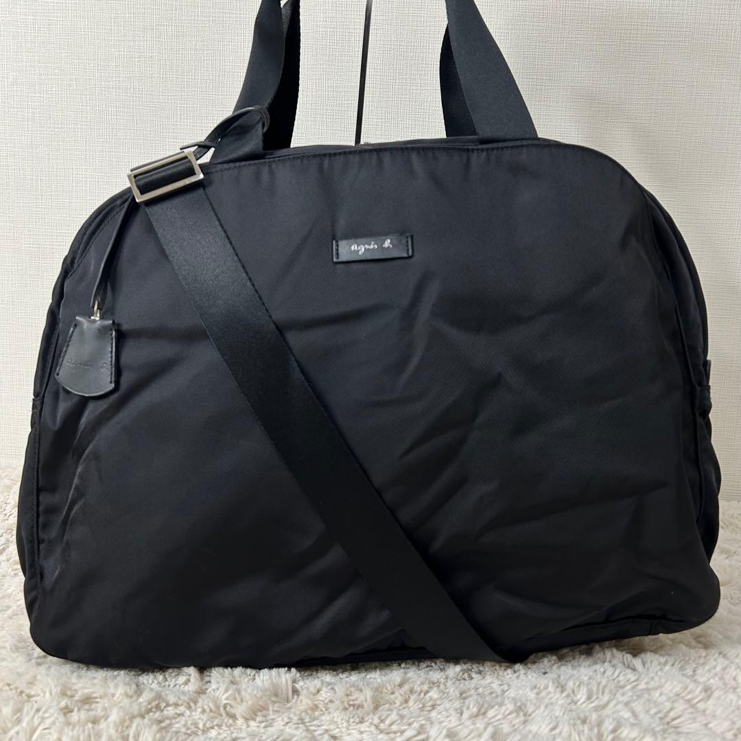 ふ*ん様 美品 アニエスベー ボストンバッグ 鍵付き 2way ブラック コーデ