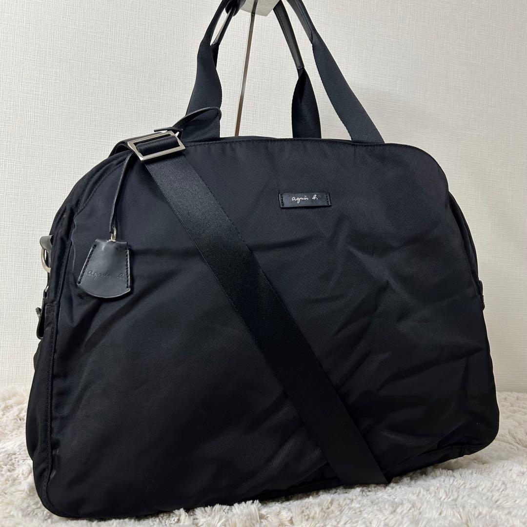 ふ*ん様 美品 アニエスベー ボストンバッグ 鍵付き 2way ブラック コーデ