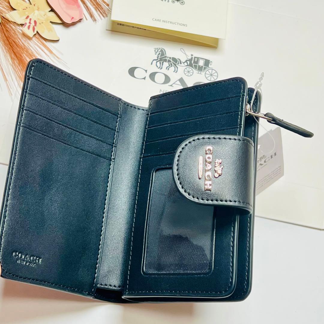 COACH 折りたたみ財布 ブラック レザー 新品 未使用