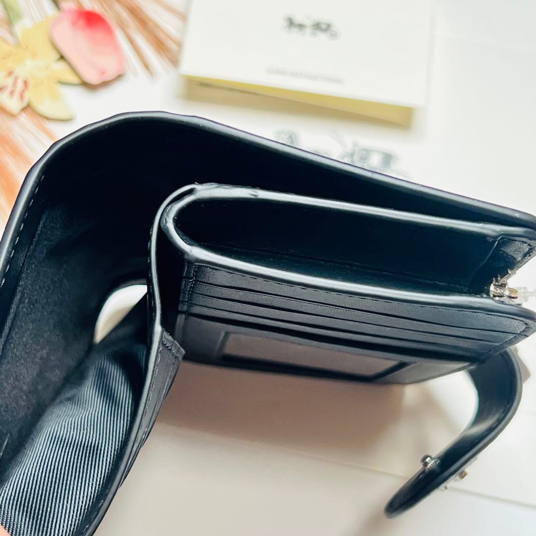 COACH 折りたたみ財布 ブラック レザー 新品 未使用