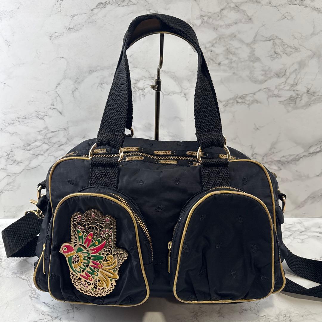 LeSportsac×MANOUSH ナイロン刺繍 ショルダー ボストンバッグ