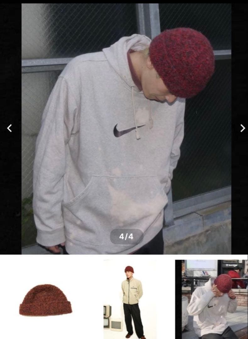 Sooty eazy beanie red Fuji君着用