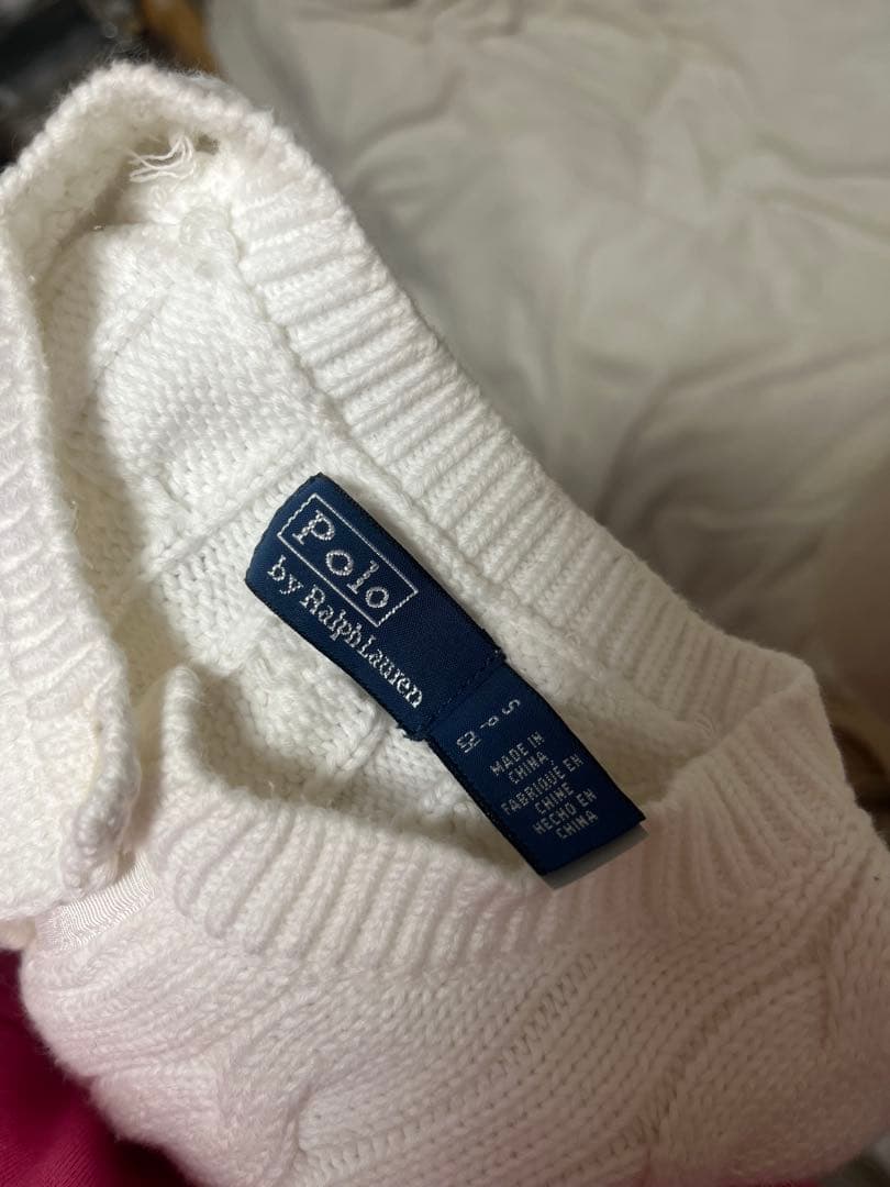 Polo by Ralph Lauren ホワイト　ケーブルニットカーディガン