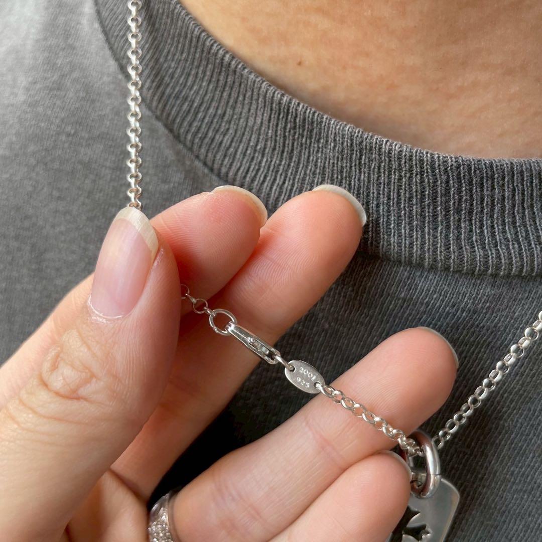 シルバー925 カットアウト クロス ネックレス チェーン セット