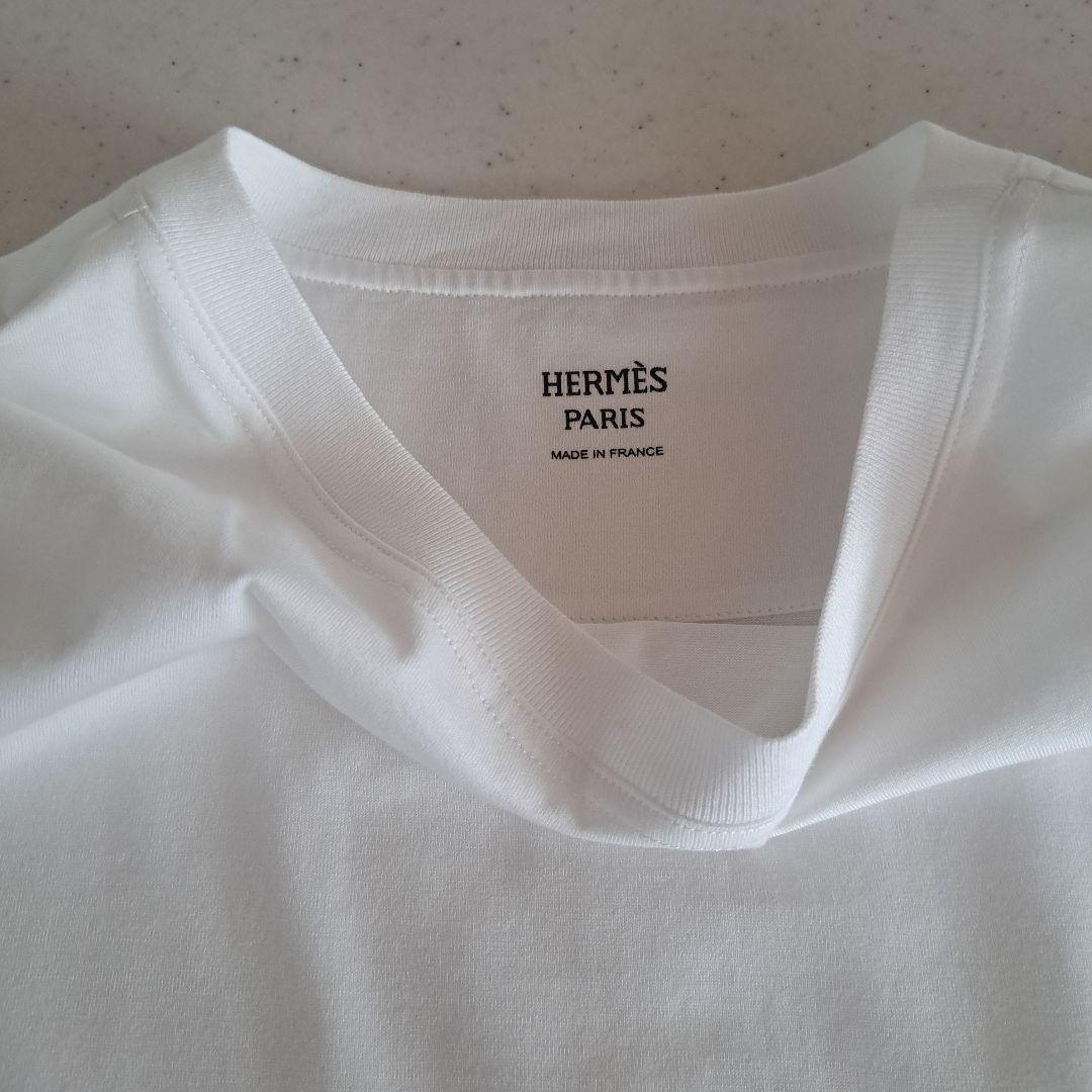 HERMÈS ホワイト Tシャツ ドローストリング付き