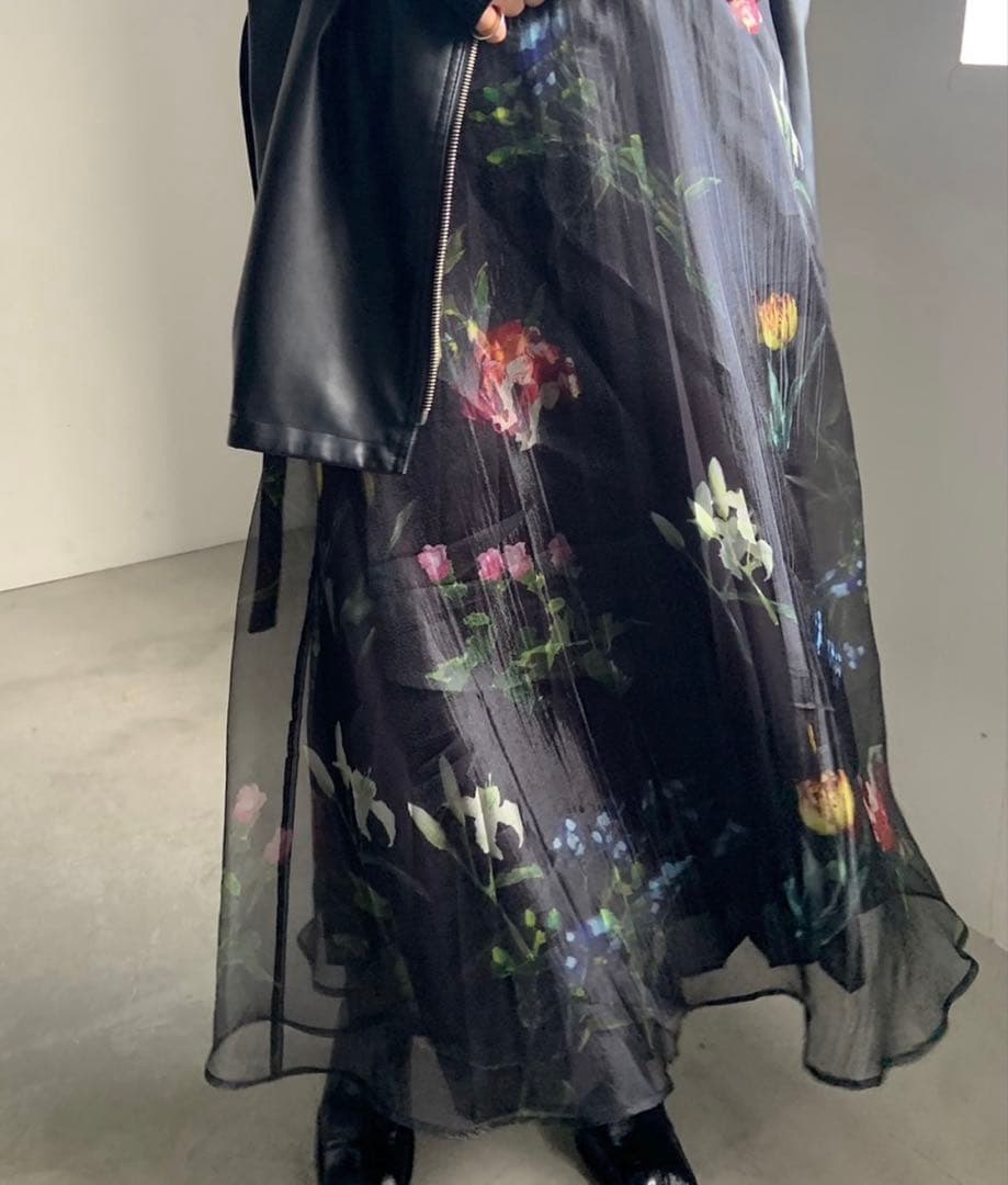 Ameri SOFIA ORGANZA LAYERED SKIRT Mブラック