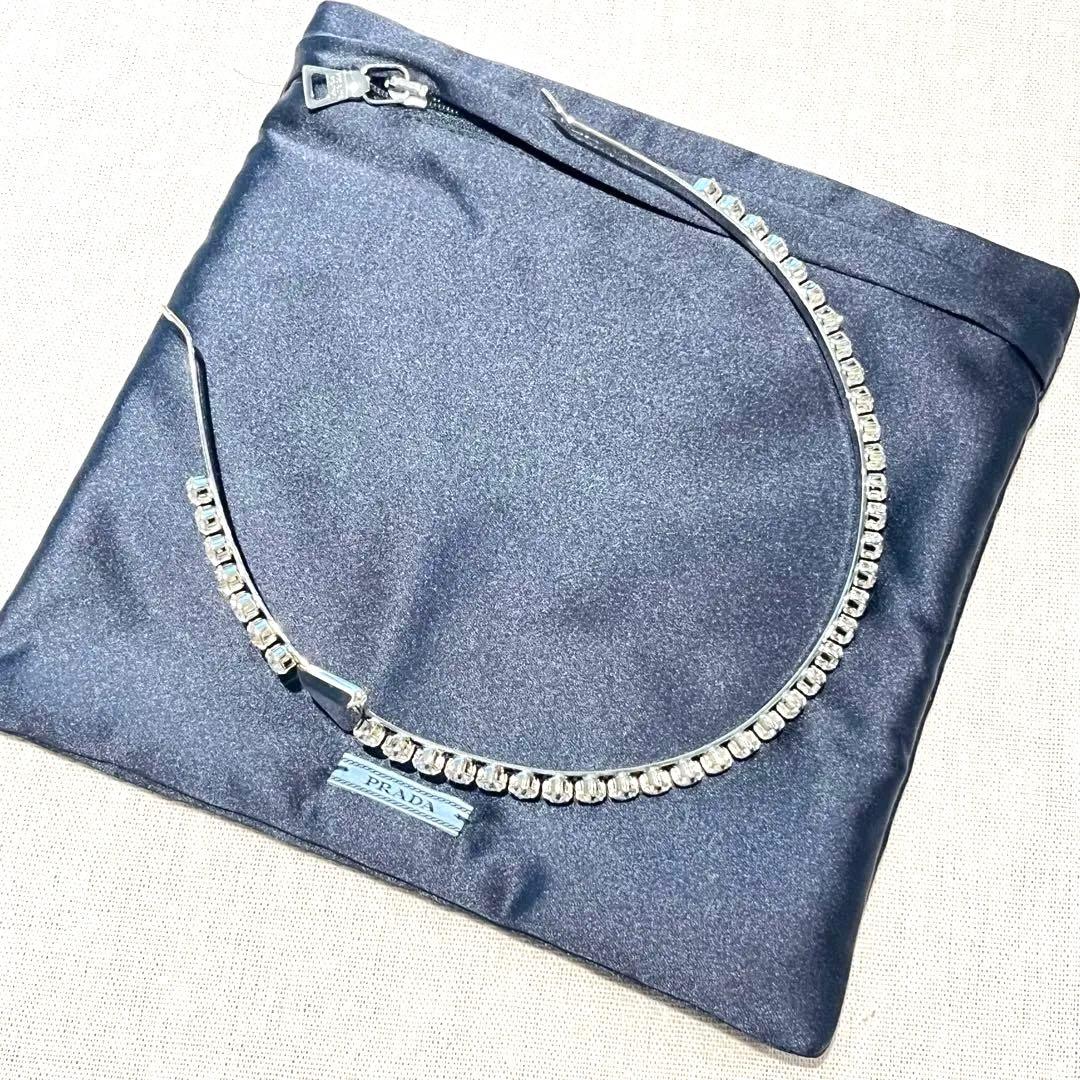 【美品】PRADA ヘッドバンド 装飾付き ブラス