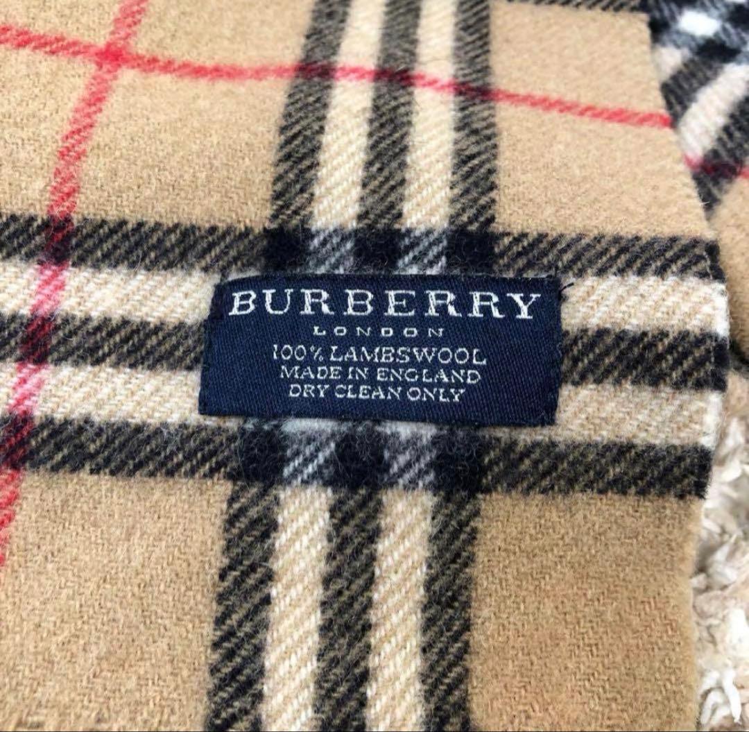 美品 BURBERRY ノバチェック ウール マフラー 防寒具 フリンジ