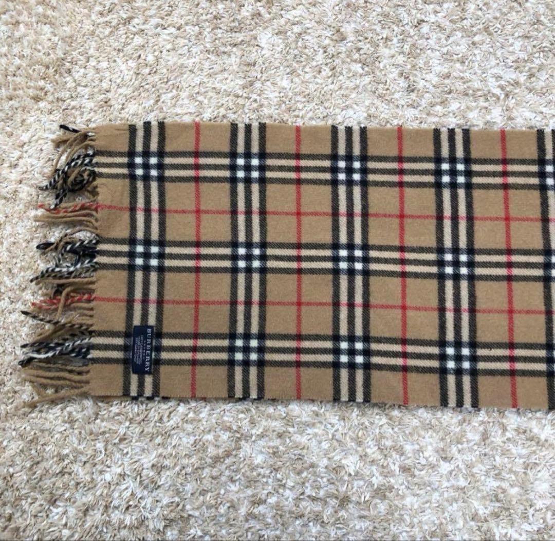 美品 BURBERRY ノバチェック ウール マフラー 防寒具 フリンジ