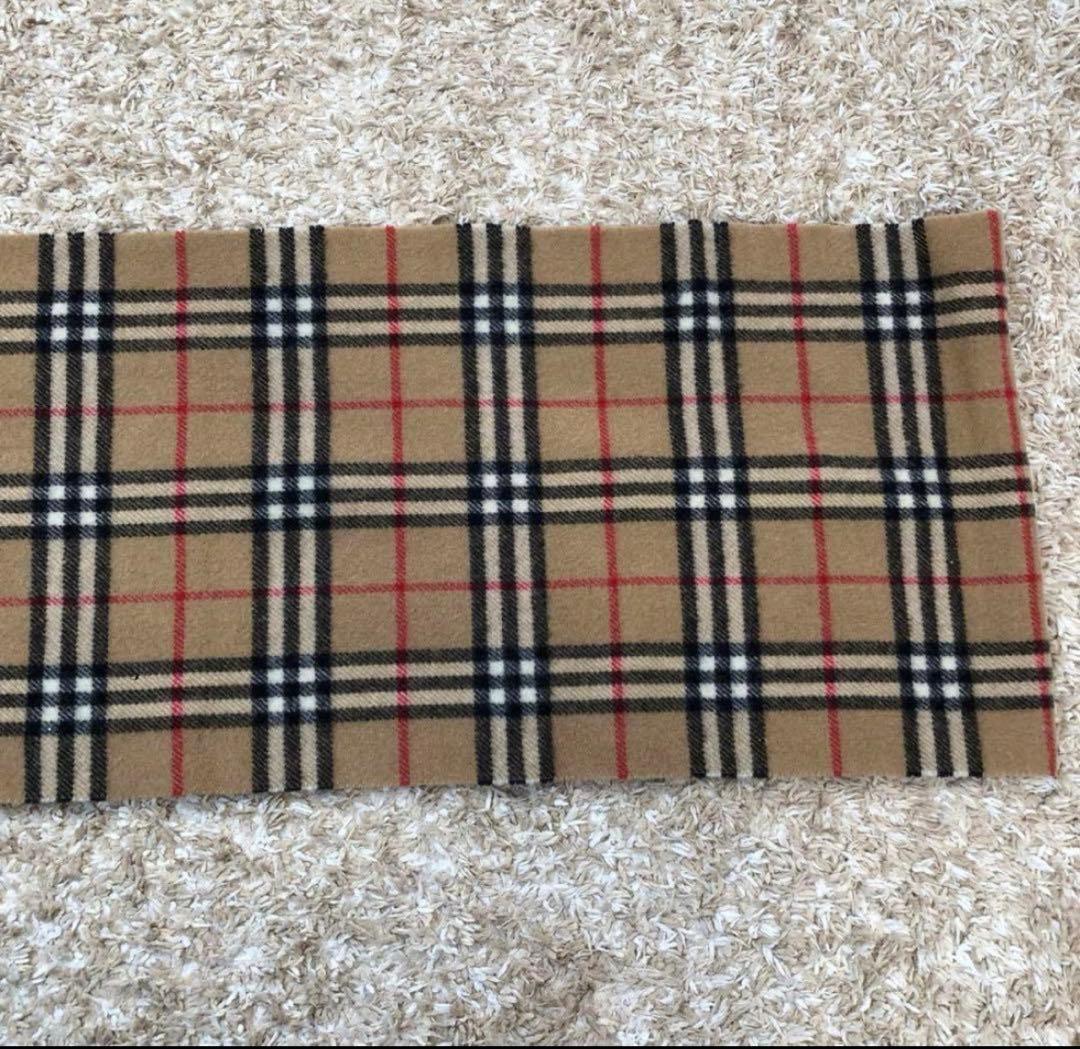 美品 BURBERRY ノバチェック ウール マフラー 防寒具 フリンジ