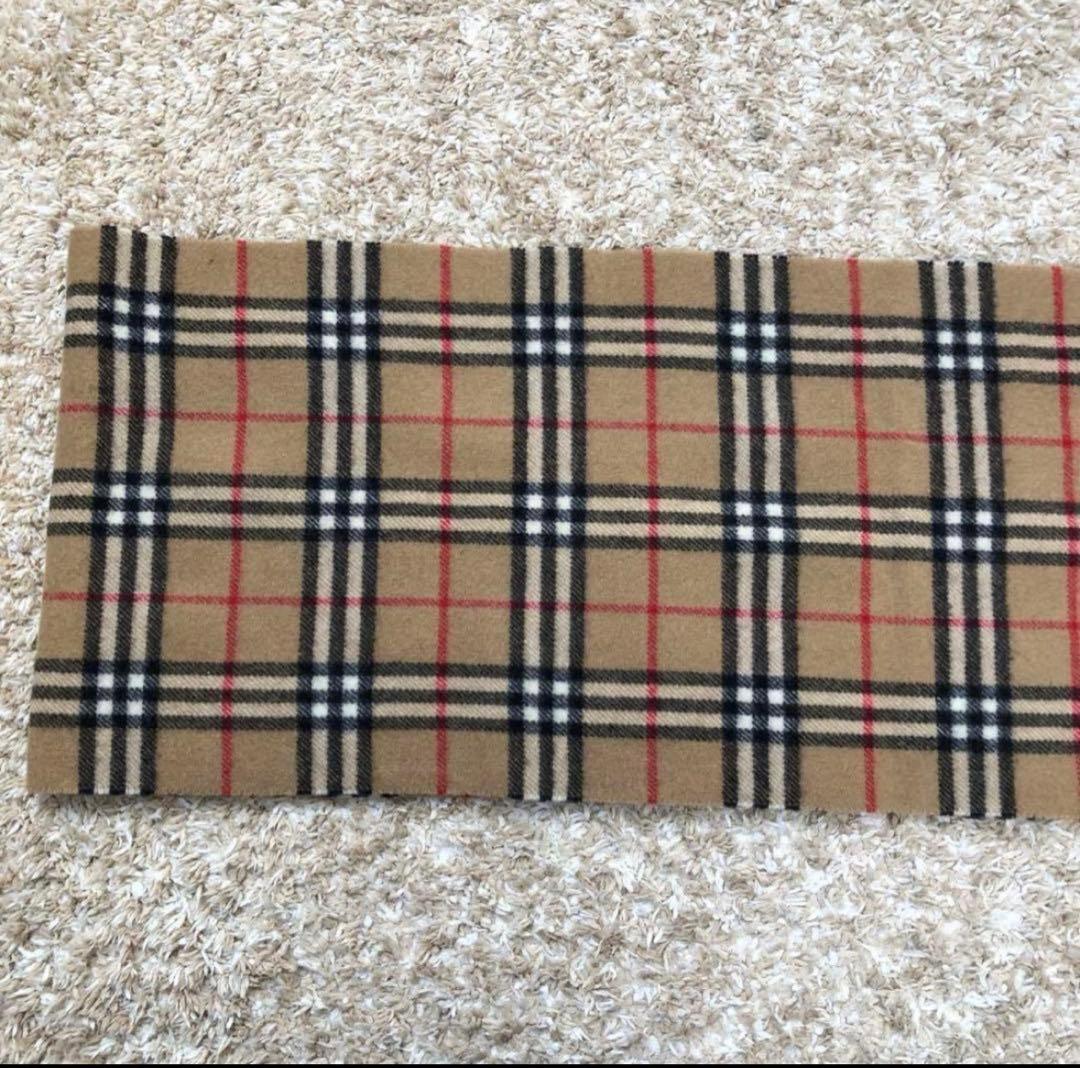 美品 BURBERRY ノバチェック ウール マフラー 防寒具 フリンジ