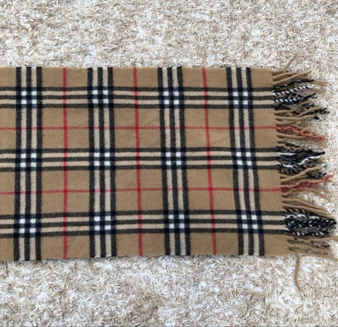 美品 BURBERRY ノバチェック ウール マフラー 防寒具 フリンジ