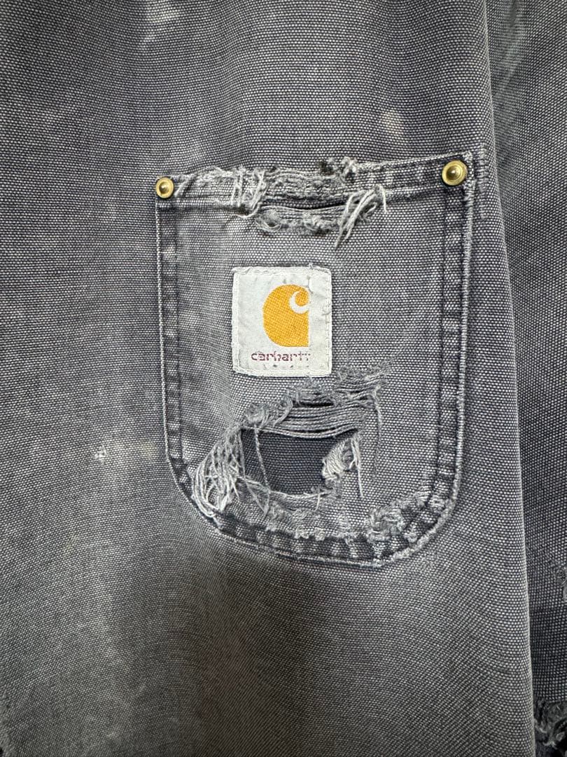 【古着】Carhartt チョアコート XL相当 グレー ダメージ ボロ