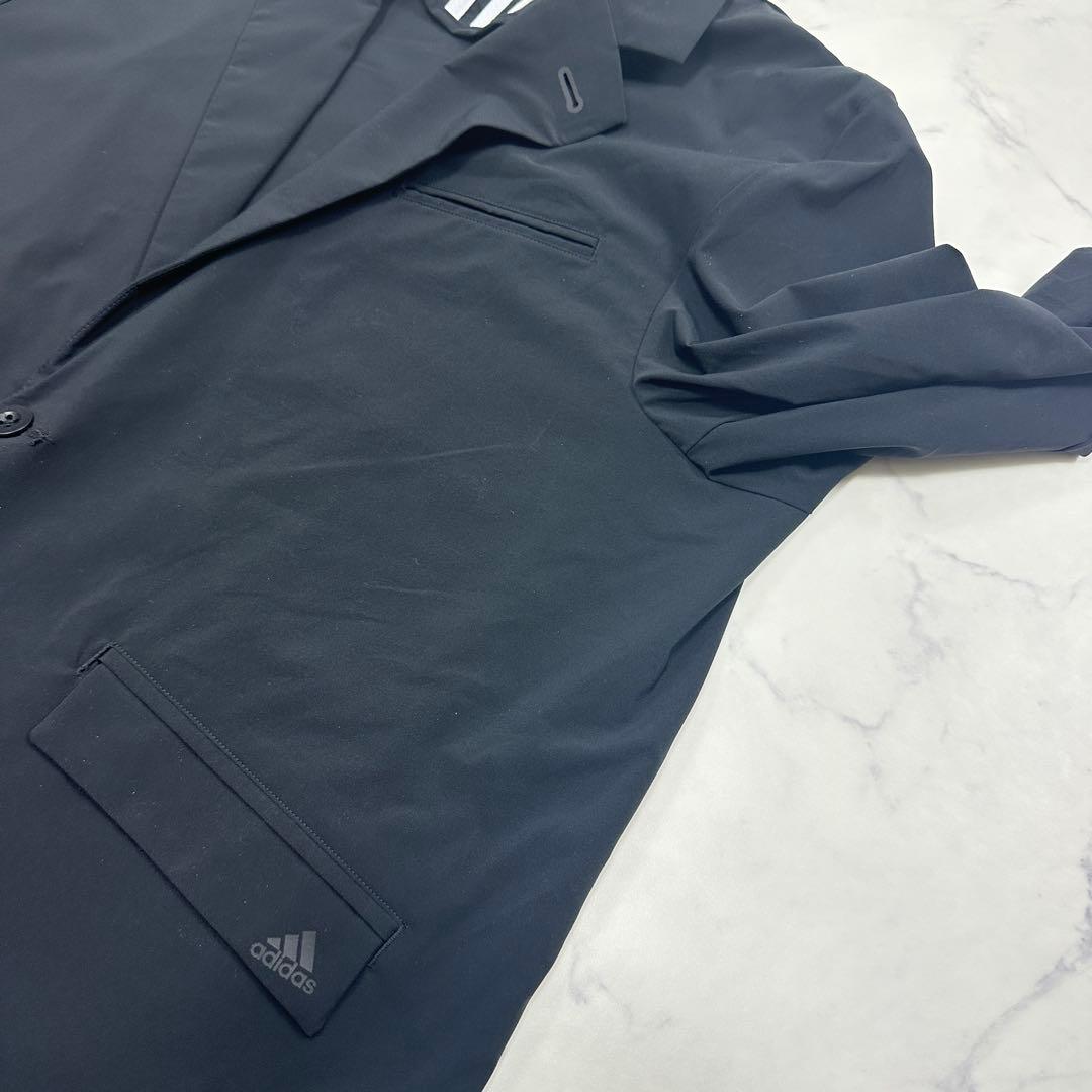 希少 2XL【adidas】ストレッチ テーラードジャケット 洗える ブラック