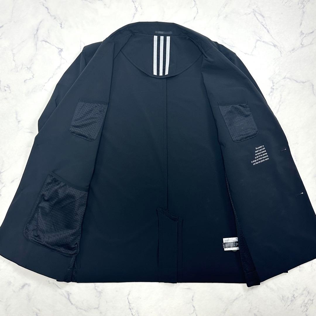 希少 2XL【adidas】ストレッチ テーラードジャケット 洗える ブラック