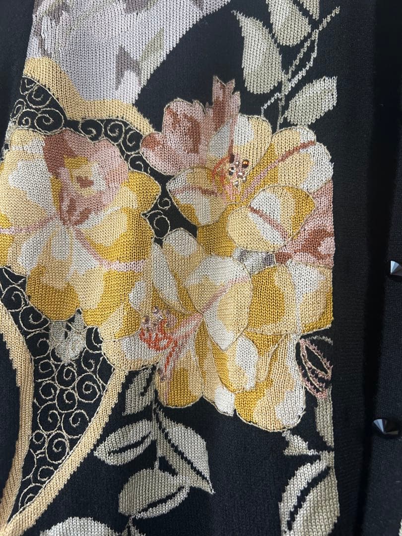 【美品】LEONARD レオナール　花柄ニットカーディガン