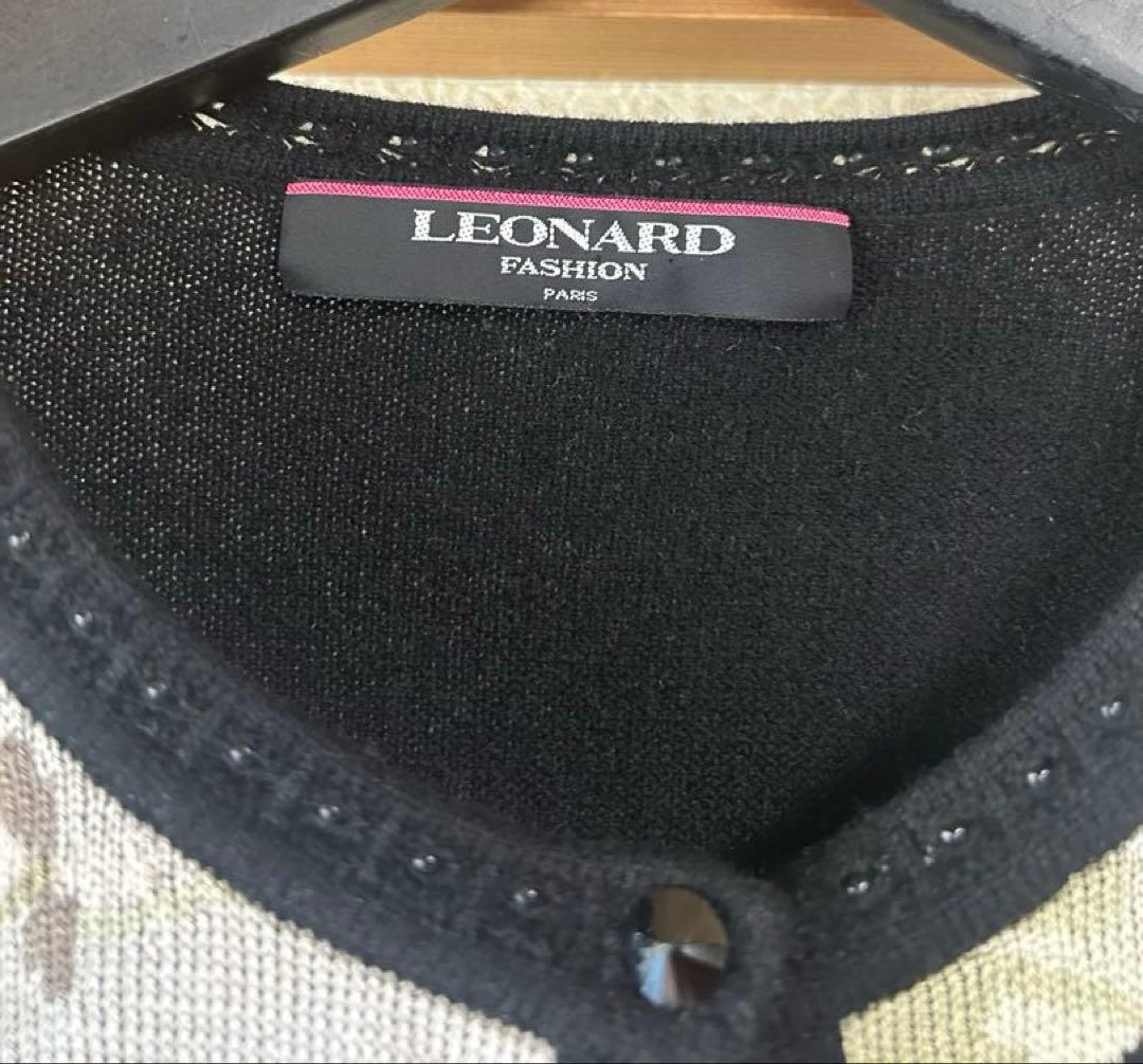 【美品】LEONARD レオナール　花柄ニットカーディガン