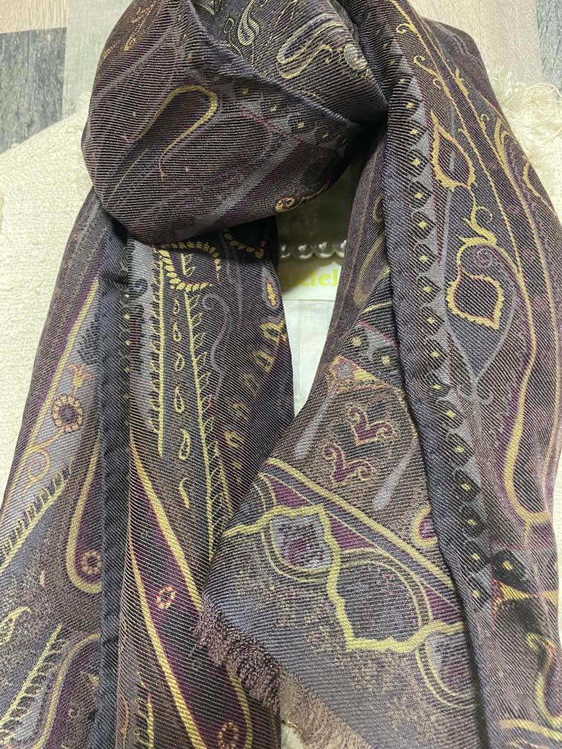 ETROエトロペイズリー柄ストール ダークブラウン