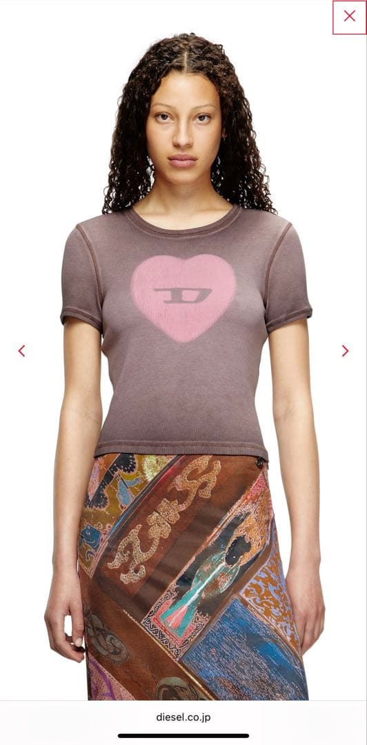 DIESEL T-Ele ディーゼル ハートTシャツ　バイオレット　S