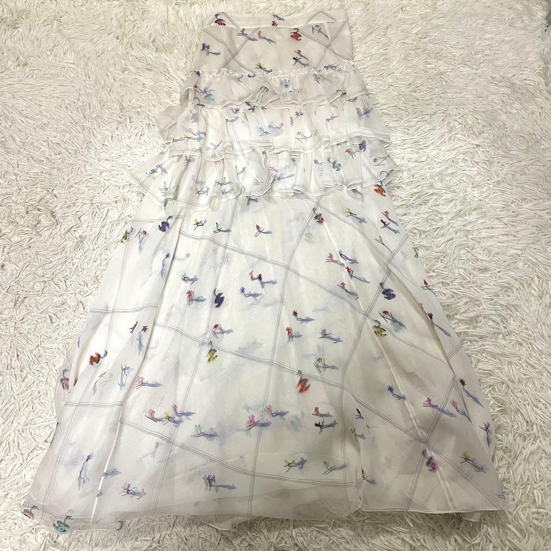 未使用級✨CHANELシャネル シルクスカート　CCマーク ココマーク　34