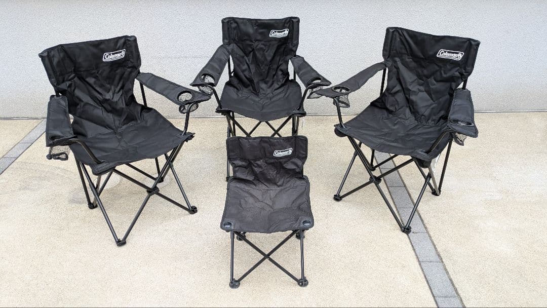 Coleman 折りたたみチェア 黒 4脚セット 大3脚 小1脚