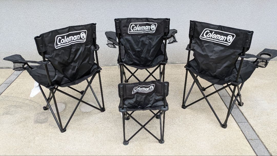 Coleman 折りたたみチェア 黒 4脚セット 大3脚 小1脚