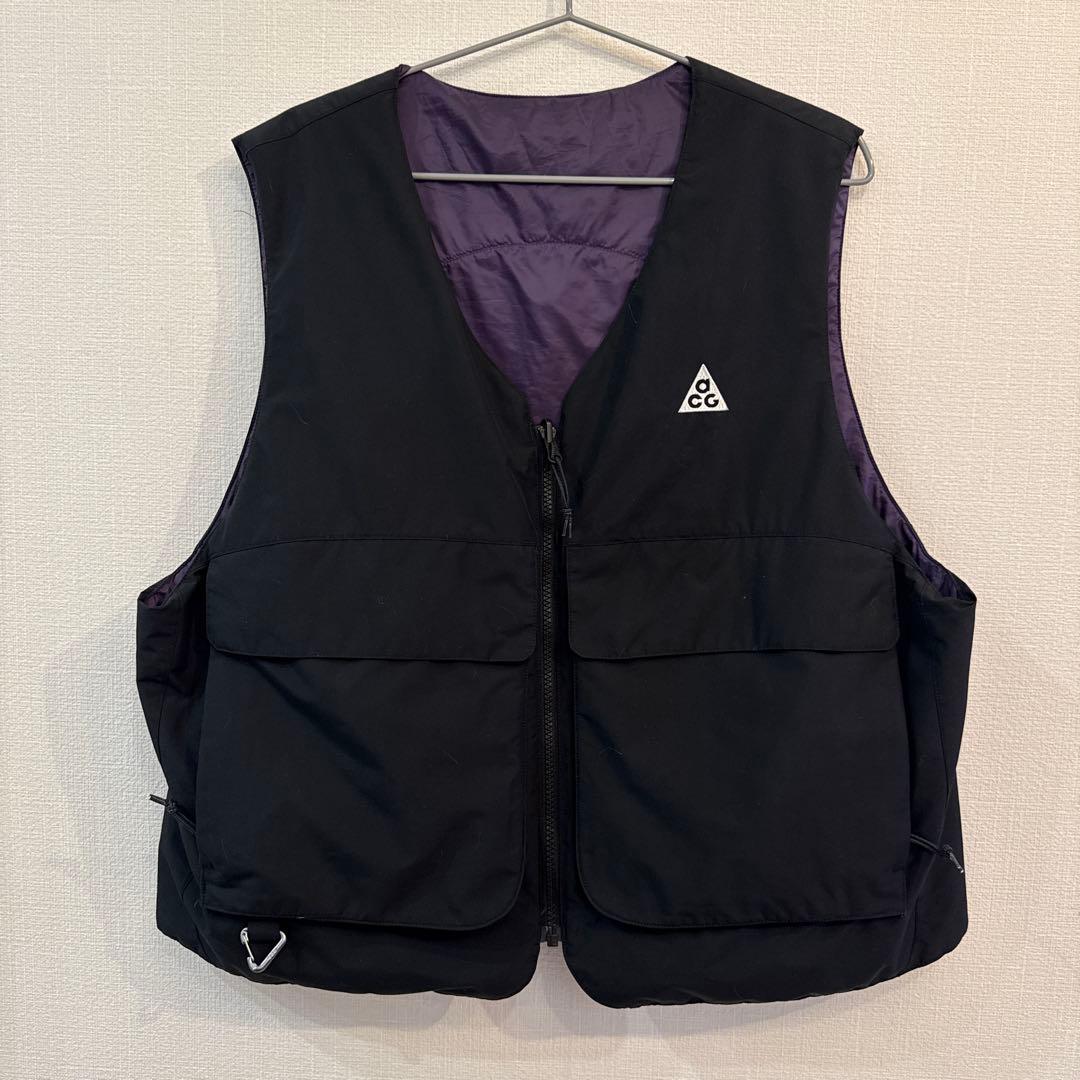 Nike ACG skull peak ベスト 黒 紫　リバーシブル