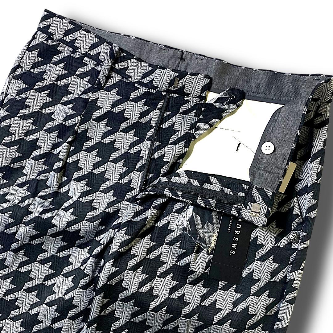 M セントアンドリュース 定価3.9万 千鳥格子 ストレッチ パンツ ブラック