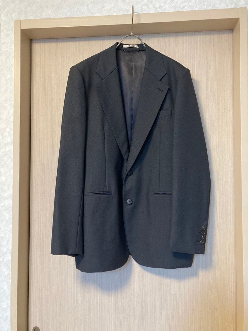 AURALEE BLUEFACED WOOL JACKET チャコール